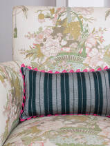 cushion 43x23 cm dark green/light grey striped