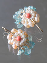 earrings Ethnic coral and apatite