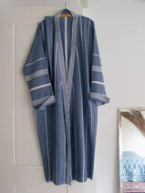 peignoir de bain fouta taille XL, bleu marine