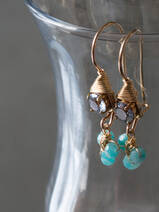 earrings Small Clover light blue crystal, apatite