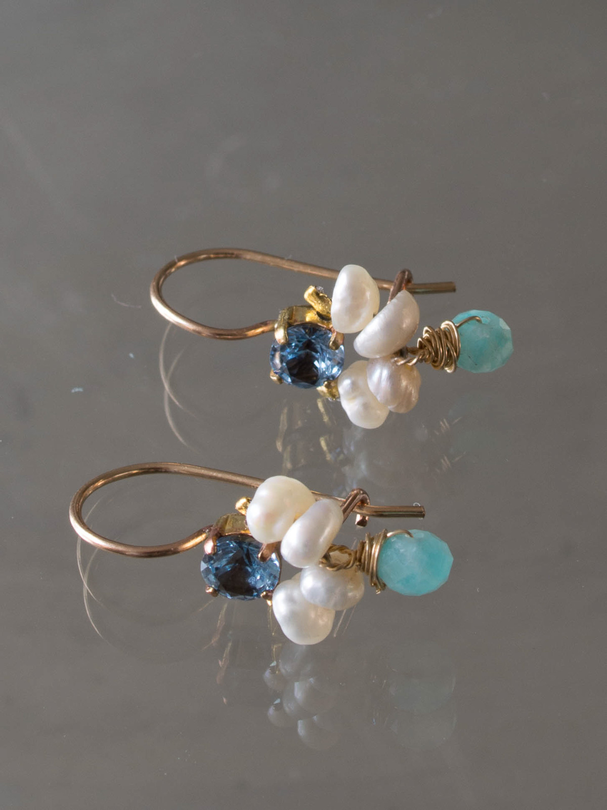 earrings Dancer crystal, pearls, apatite