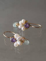 earrings Dancer lilac crystal, pearls, apatite
