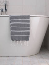 hammam towel dark grey/white