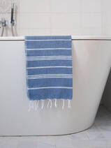 asciugamano hammam blu navy/bianco