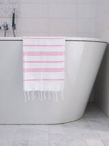 asciugamano hammam bianco/rosa sorbetto
