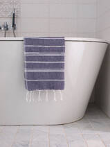 asciugamano hammam viola scuro/bianco