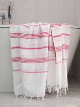 hammam towel white/fuchsia
