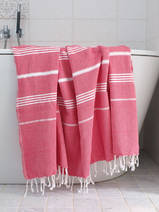 asciugamano hammam rosso rubino/bianco