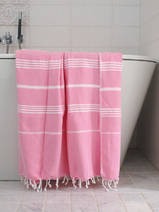 asciugamano hammam rosa sorbetto/bianco