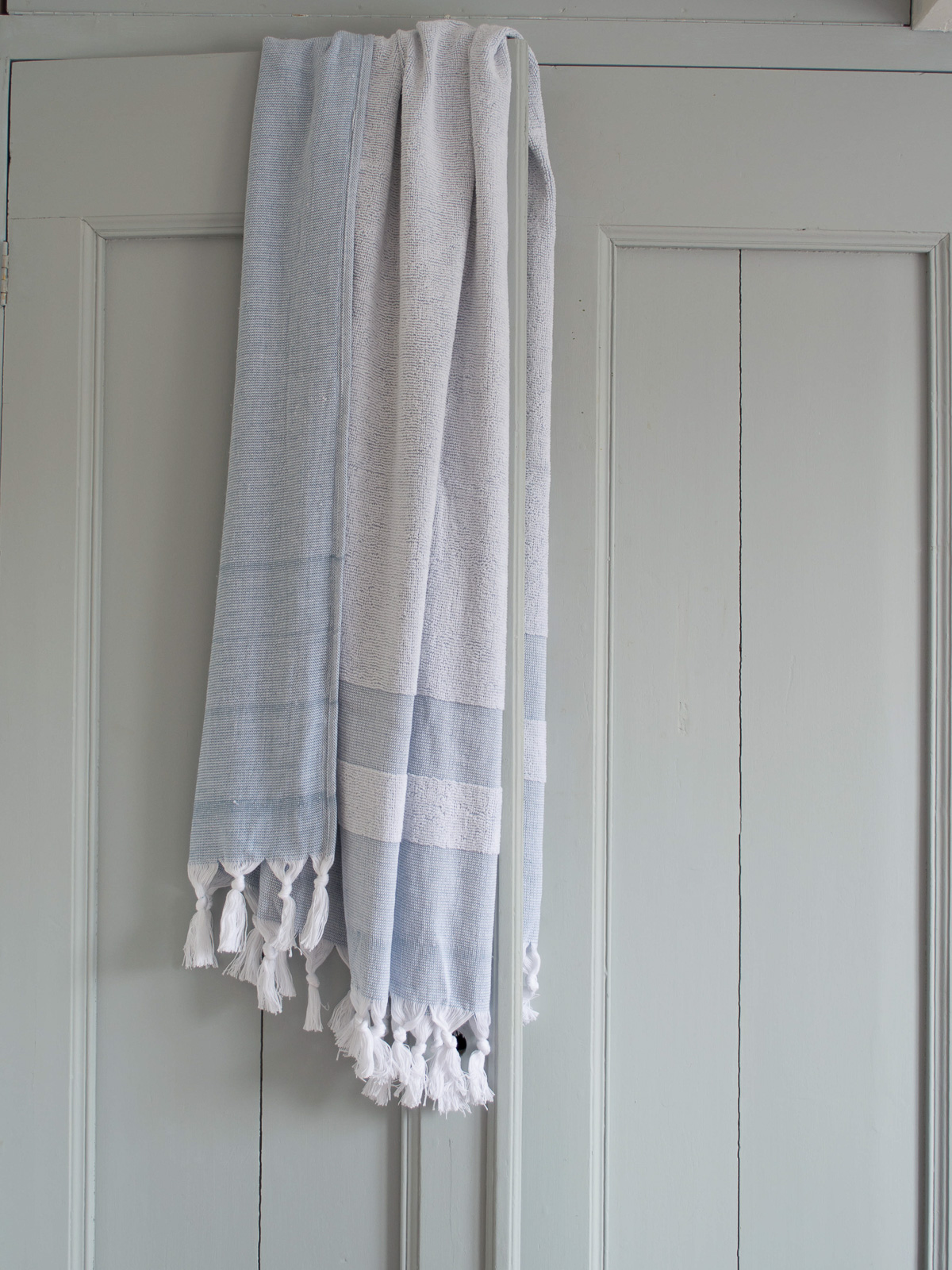 hammam towel with terry cloth, steel blue