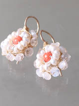 earrings Small Mandala coral and moonstone