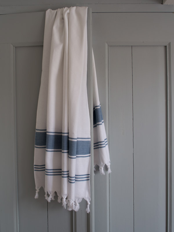hammam towel white/jeans blue