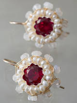 earrings Mandala red crystal