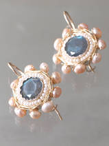 earrings Mandala pink pearls and labradorite