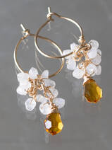 earrings Cluster moonstone and citrine