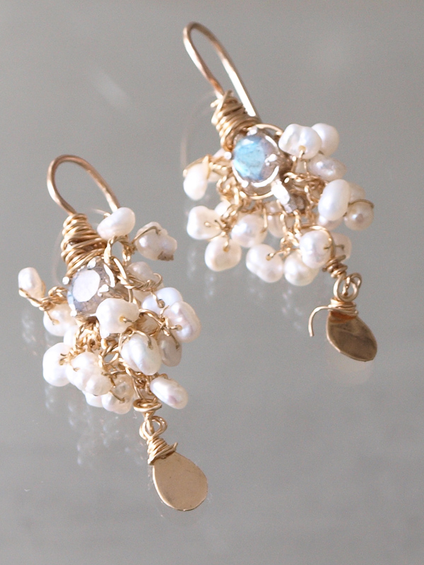 earrings Fairy pearls and labradorite