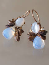 earrings Bee dark pearls, shell, crystal