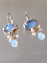 earrings Eye moonstone and opalite crystal