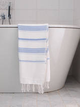 Asciugamano Hammam bianco/blu lavanda
