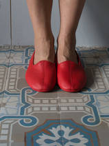 pantofole in pelle - rosso