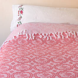 Subcategory: couverture en coton avec frange - fleur